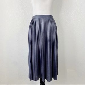 J. Crew Navy Metallic Pleated Midi Skirt